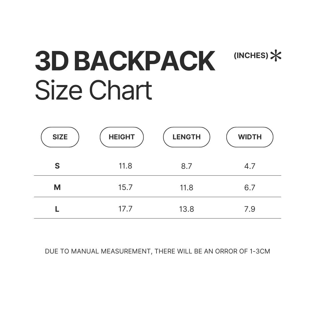 3D Backpack Size Chart - Fairy Tail Shop
