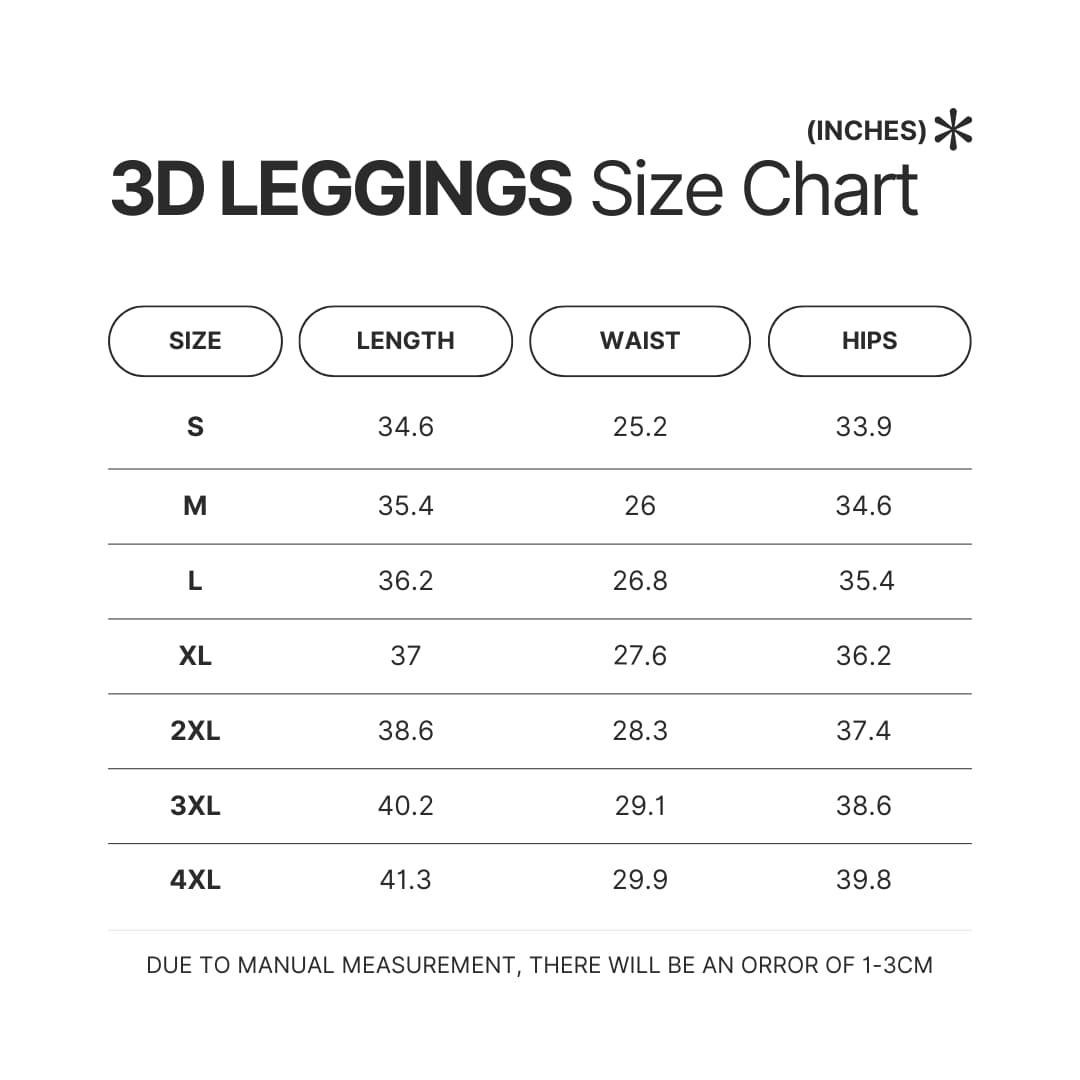 Leggings Size Chart - Fairy Tail Shop