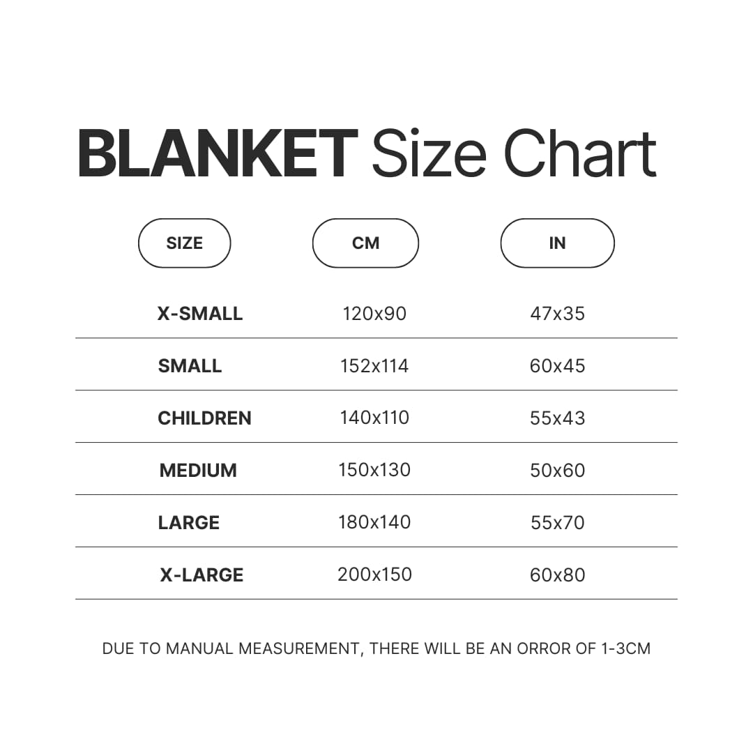Blanket Size Chart - Fairy Tail Shop