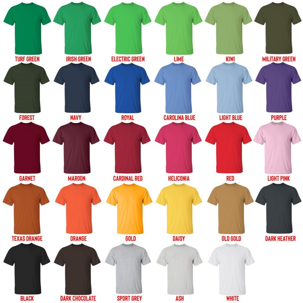 t shirt color chart - Fairy Tail Shop