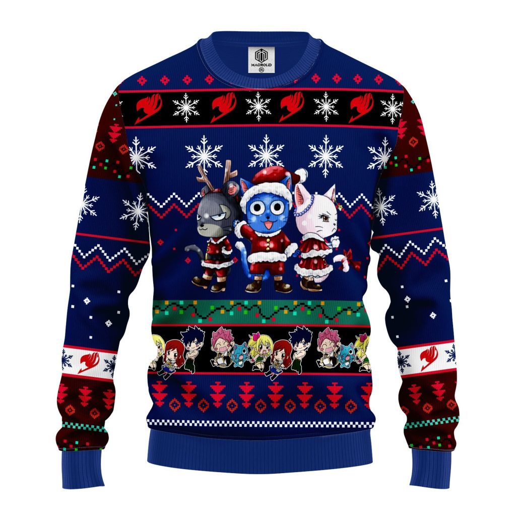 fairy tail anime christmas sweater blue 1 amazing gift idea thanksgiving gift 1g2dm - Fairy Tail Shop