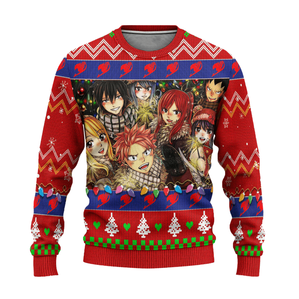 fairy tail anime ugly christmas sweater custom xmas gift 577nh - Fairy Tail Shop