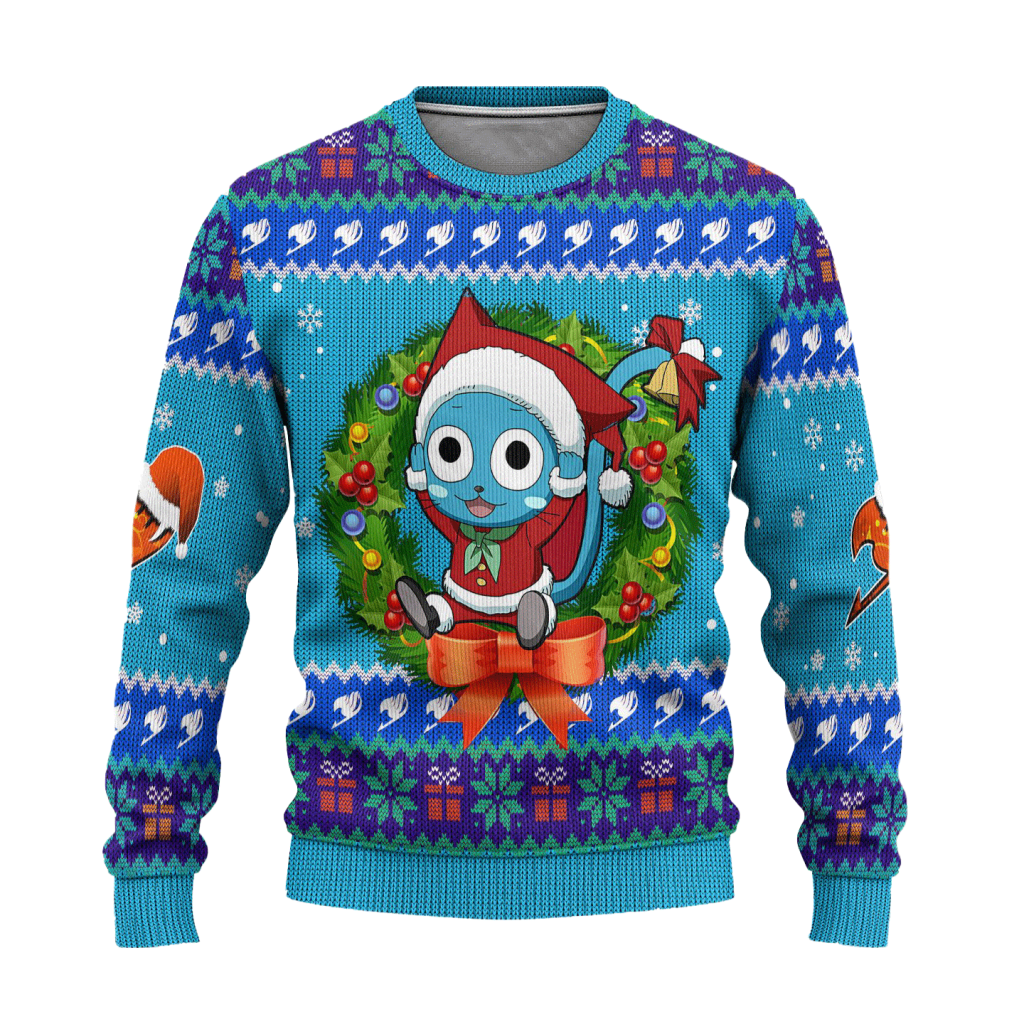 happy anime ugly christmas sweater custom fairy tail xmas gift ma0h0 - Fairy Tail Shop