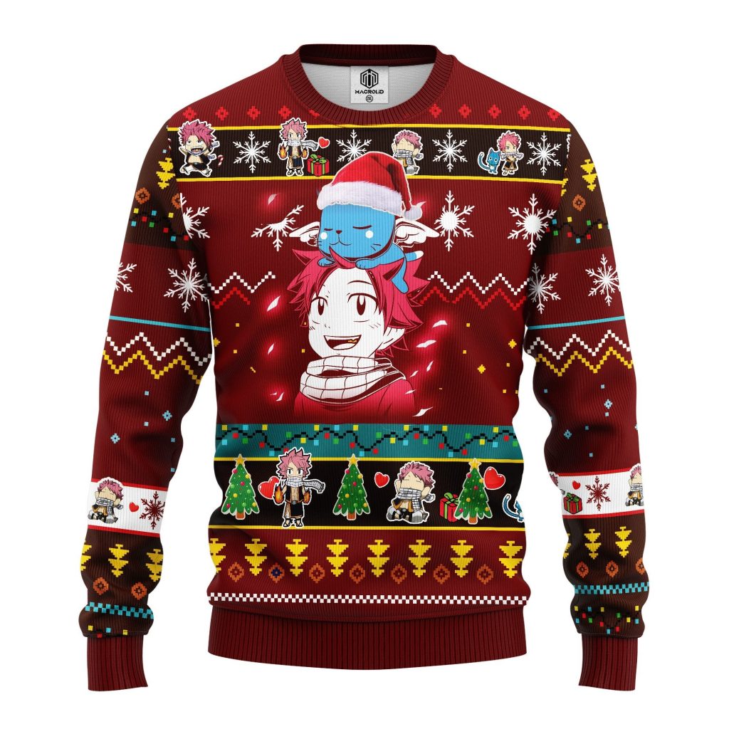 natsu fairy tail anime ugly christmas sweater amazing gift idea thanksgiving gift - Fairy Tail Shop